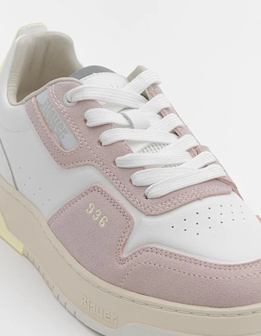 SNEAKERS BLAUER DONNA LEATHER WHITE/ROSE S4ADEL01/LES-PIN/YEL