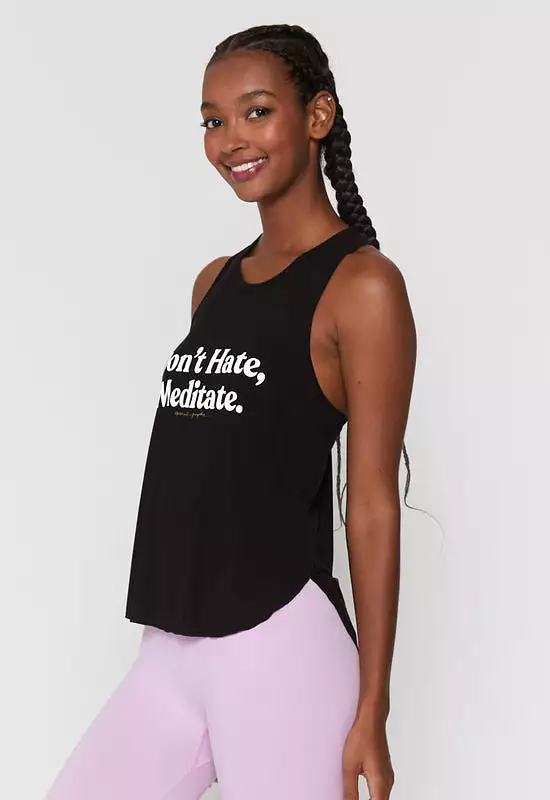 Spiritual Gangster - Meditate Twist Back Tank Top Black