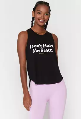 Spiritual Gangster - Meditate Twist Back Tank Top Black