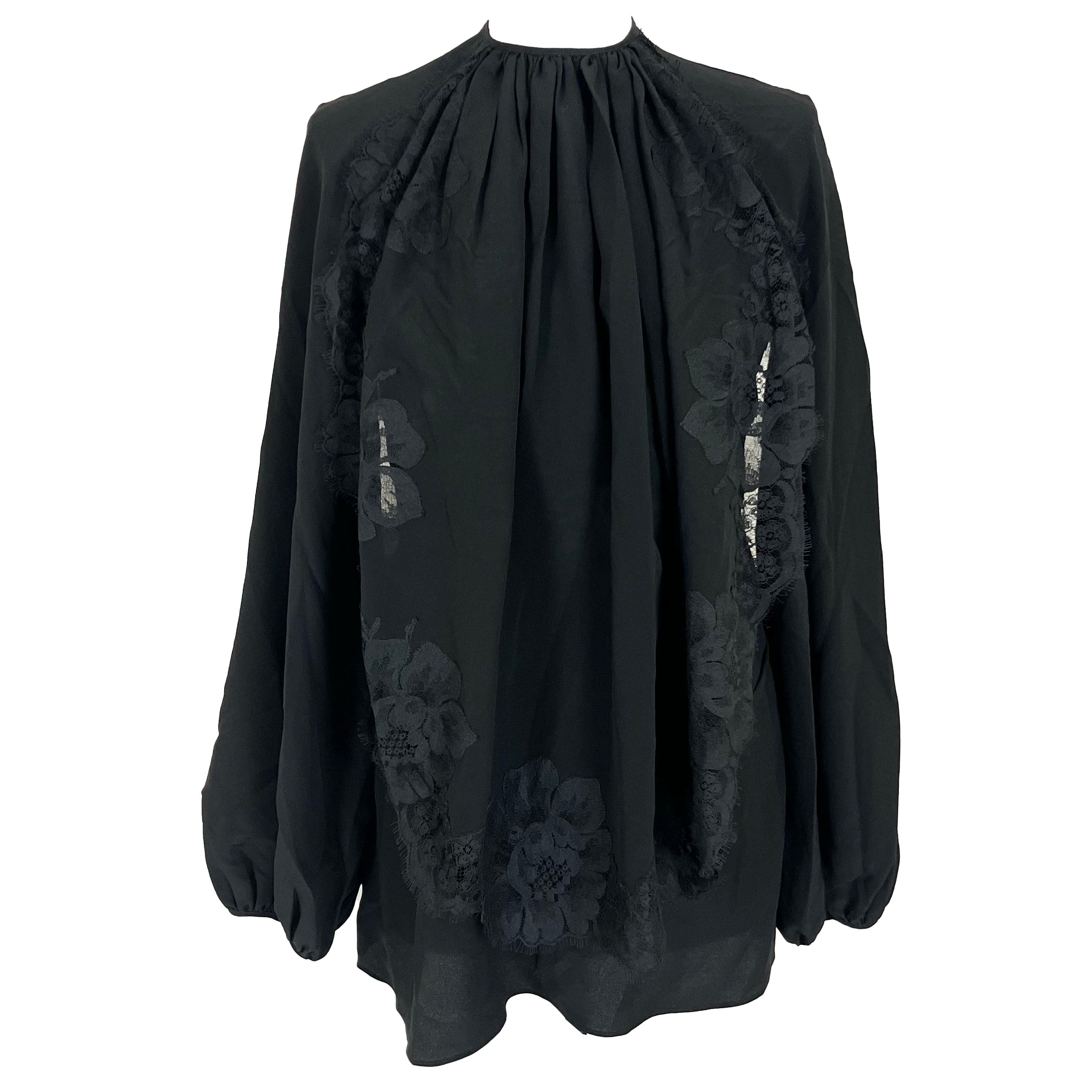 Stella McCartney Black Lace Blouson Top S