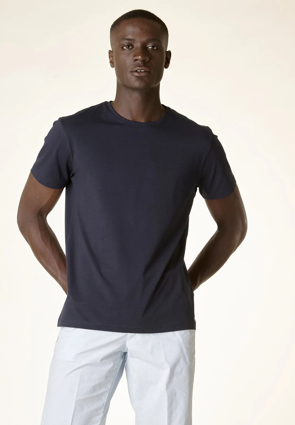 T-Shirt blu stretch cotone