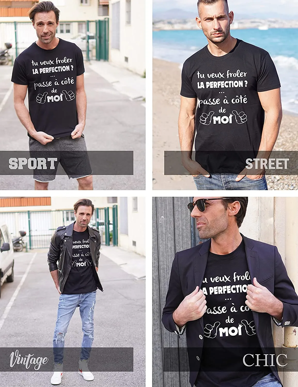 T-Shirt Homme, Cadeau Humour Pour Lui, Message et Citation Humour, Si tu Veux froler la Perfection Passe à coté de Moi - CTS2403