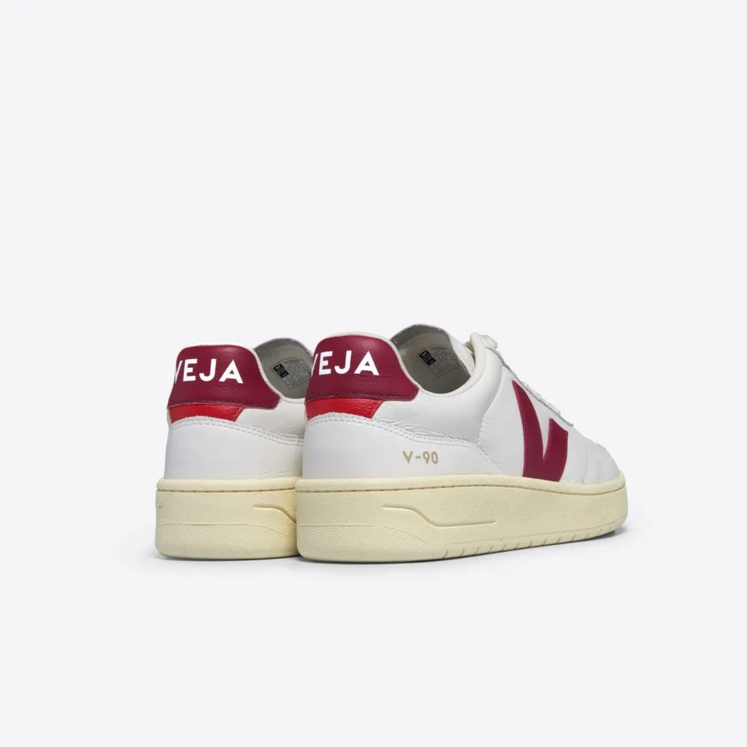 V-90 Leather Sneaker (White + Marsala)