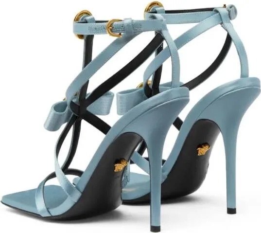 Versace Gianni ribbon satin caged sandals Blue