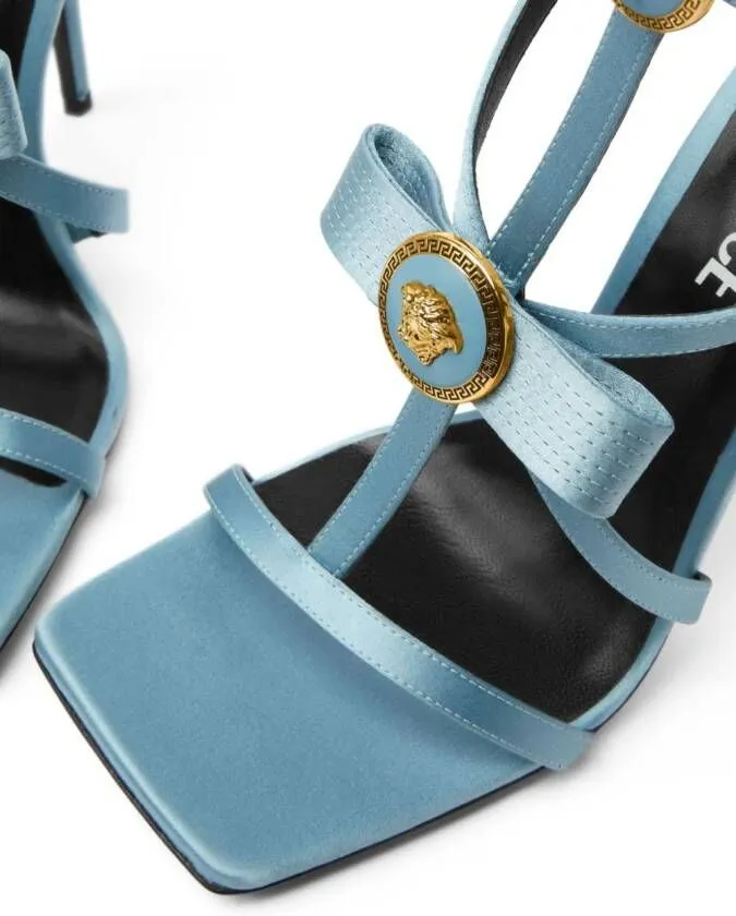 Versace Gianni ribbon satin caged sandals Blue