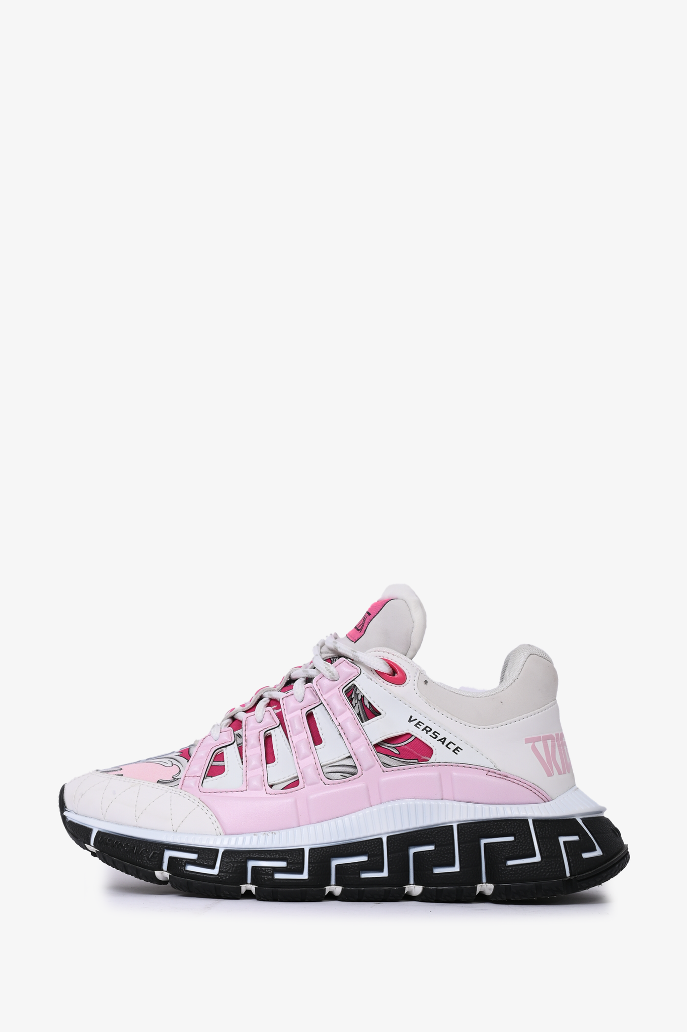 Versace Pink/White Leather 'Trigeca' Sneakers Size 38.5