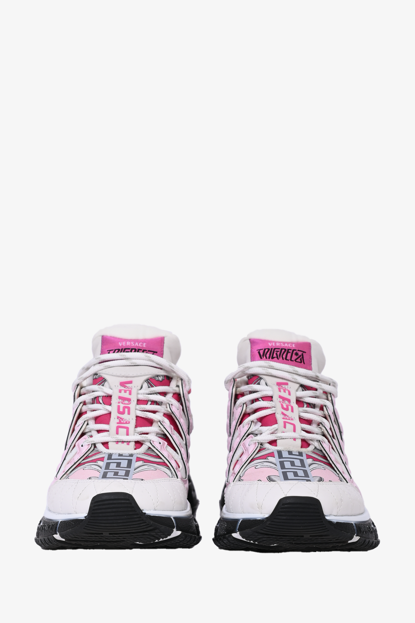 Versace Pink/White Leather 'Trigeca' Sneakers Size 38.5