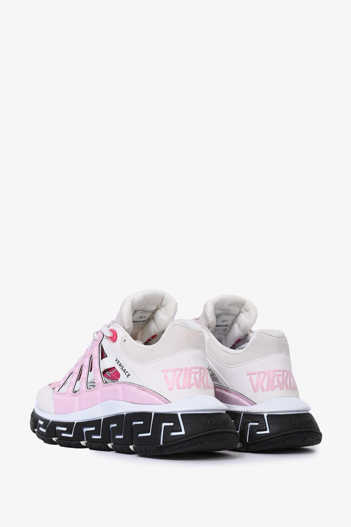 Versace Pink/White Leather 'Trigeca' Sneakers Size 38.5