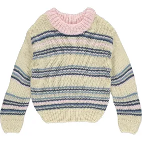 Vignette Dianna Knit Multi-Striped Sweater, Pink & Ivory