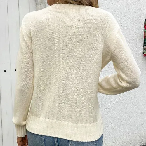 Women's Sweater Long Sleeve Sweaters & Cardigans Elegant Streetwear Solid Color