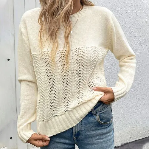 Women's Sweater Long Sleeve Sweaters & Cardigans Elegant Streetwear Solid Color