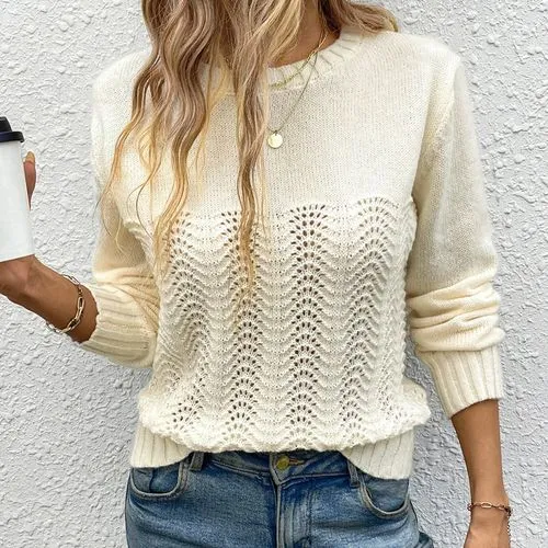 Women's Sweater Long Sleeve Sweaters & Cardigans Elegant Streetwear Solid Color