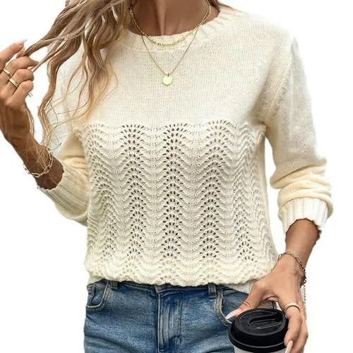 Women's Sweater Long Sleeve Sweaters & Cardigans Elegant Streetwear Solid Color