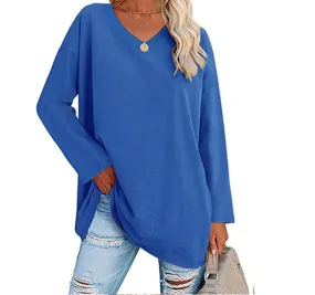 Women's T-shirt Long Sleeve T-Shirts Casual Solid Color