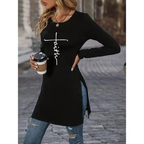 Women's T-shirt Long Sleeve T-Shirts Printing Casual Letter