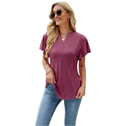 Women's T-shirt Short Sleeve T-shirts Casual Solid Color