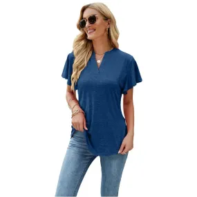 Women's T-shirt Short Sleeve T-shirts Casual Solid Color