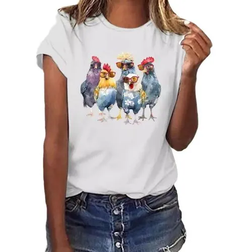 Women's T-shirt Short Sleeve T-Shirts Pastoral Cartoon