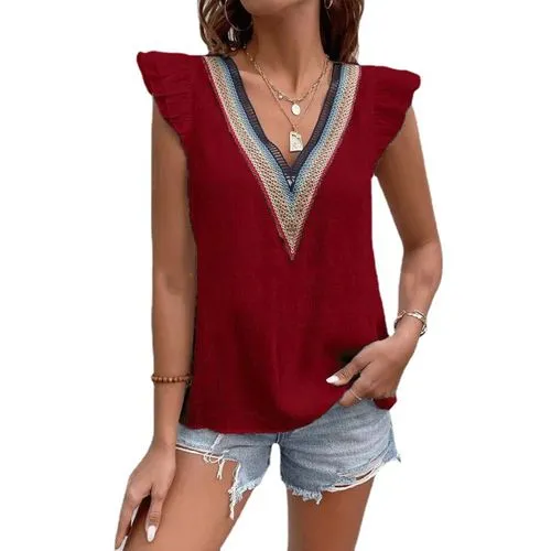 Women's T-shirt Short Sleeve T-shirts Patchwork Basic Solid Color