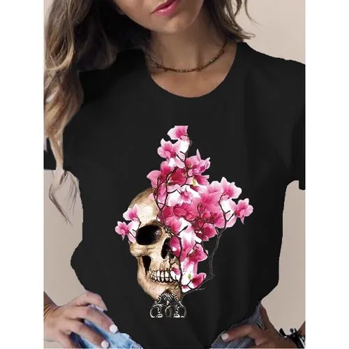 Women's T-shirt Short Sleeve T-shirts Printing Casual Printing