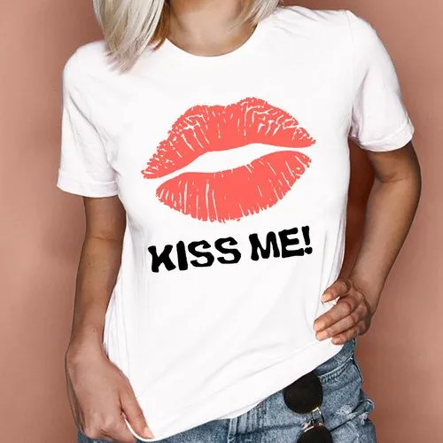 Women's T-shirt Short Sleeve T-shirts Printing Fashion Heart Shape