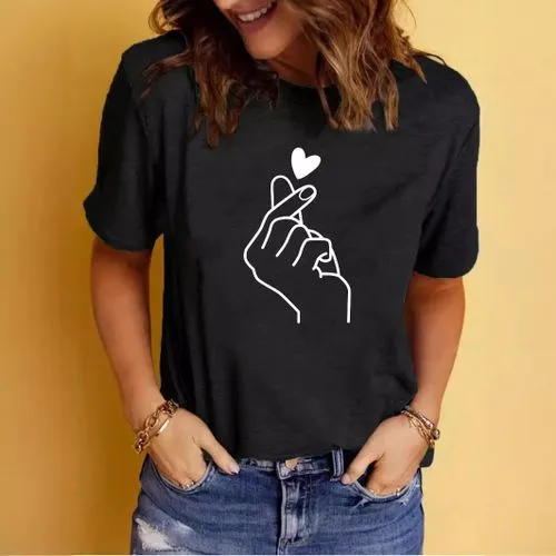 Women's T-shirt Short Sleeve T-Shirts Printing Simple Style Heart Shape