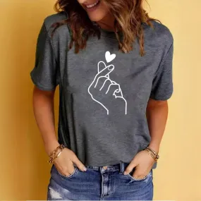 Women's T-shirt Short Sleeve T-Shirts Printing Simple Style Heart Shape