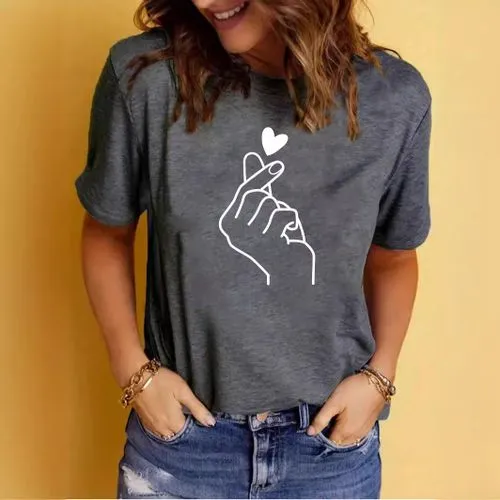 Women's T-shirt Short Sleeve T-Shirts Printing Simple Style Heart Shape