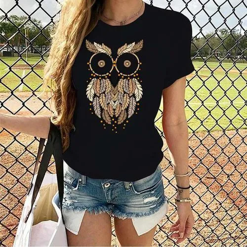 Women's T-shirt Short Sleeve T-shirts Printing Streetwear Animal Owl