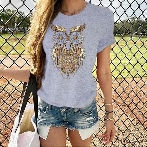 Women's T-shirt Short Sleeve T-shirts Printing Streetwear Animal Owl