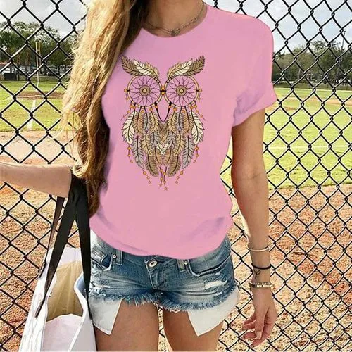 Women's T-shirt Short Sleeve T-shirts Printing Streetwear Animal Owl