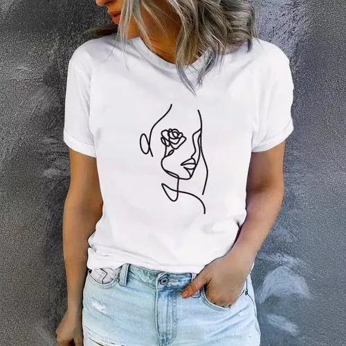 Women's T-shirt Short Sleeve T-Shirts Printing Streetwear Human