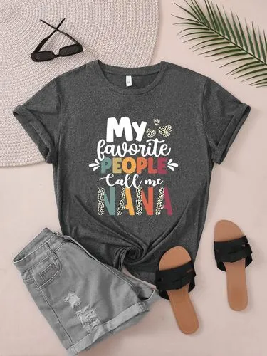 Women's T-shirt Short Sleeve T-Shirts Round Casual Letter