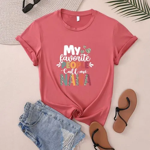 Women's T-shirt Short Sleeve T-Shirts Round Casual Letter