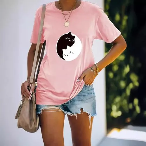 Women's T-shirt Short Sleeve T-Shirts Simple Style Cat