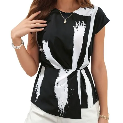 Women's T-shirt Short Sleeve T-Shirts Streetwear Color Block