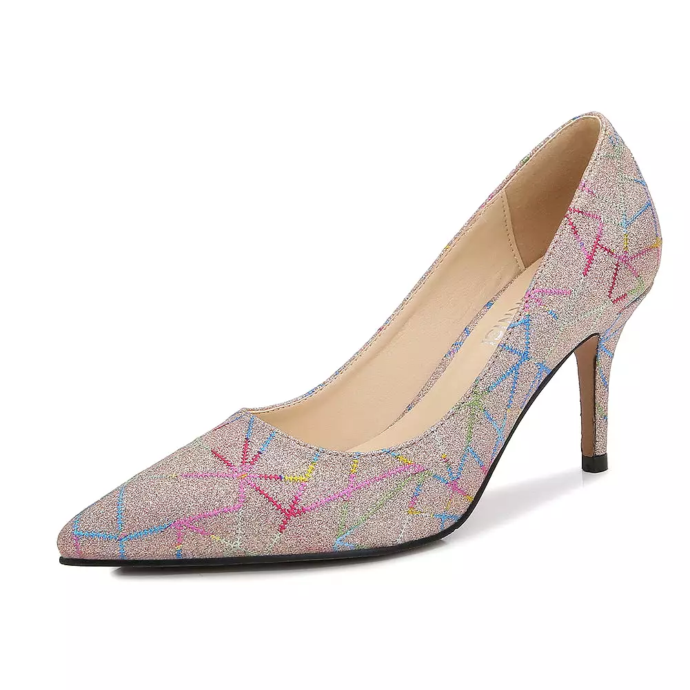 Women's Colorful Pointed Toe Shallow Stiletto Heel Pumps