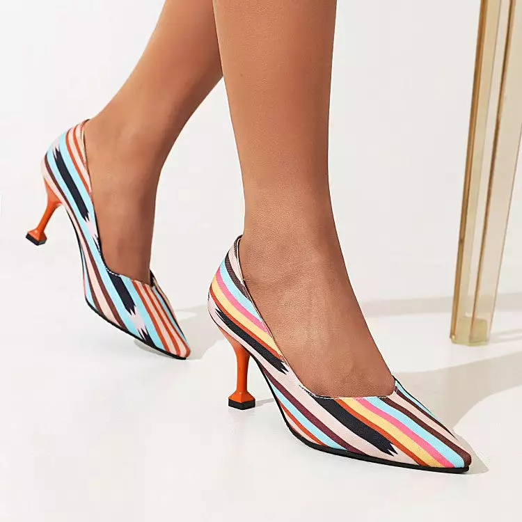 Women's Print Pointed Toe Stiletto Heel Pumps