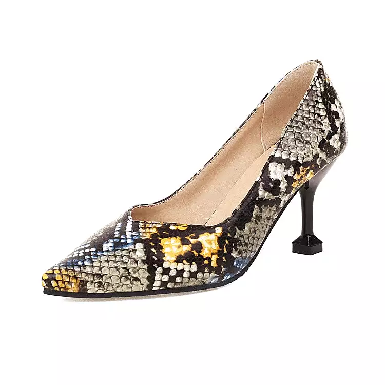 Women's Print Pointed Toe Stiletto Heel Pumps