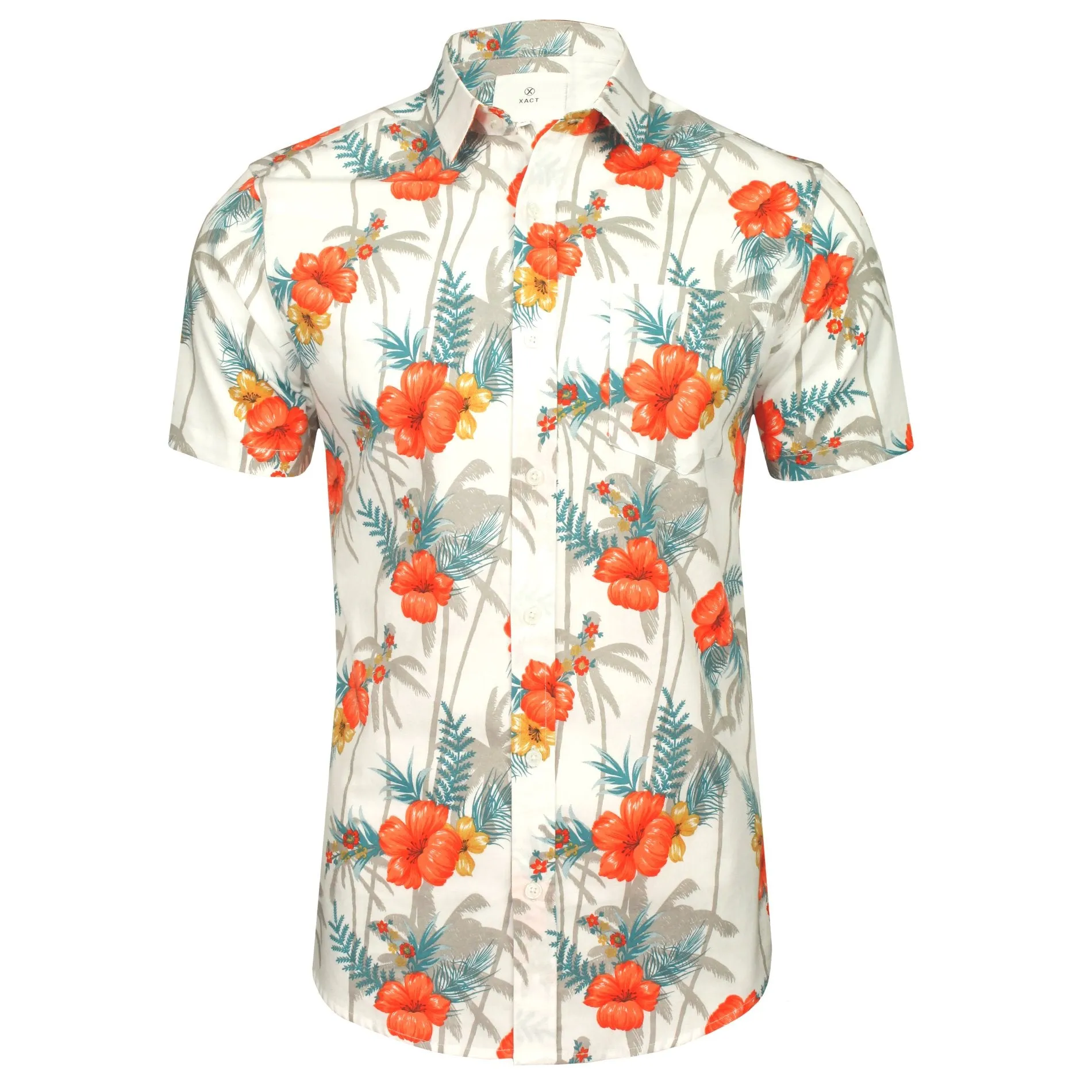 Xact Mens Cotton Hawaiian/ Floral Shirt - Short Sleeved