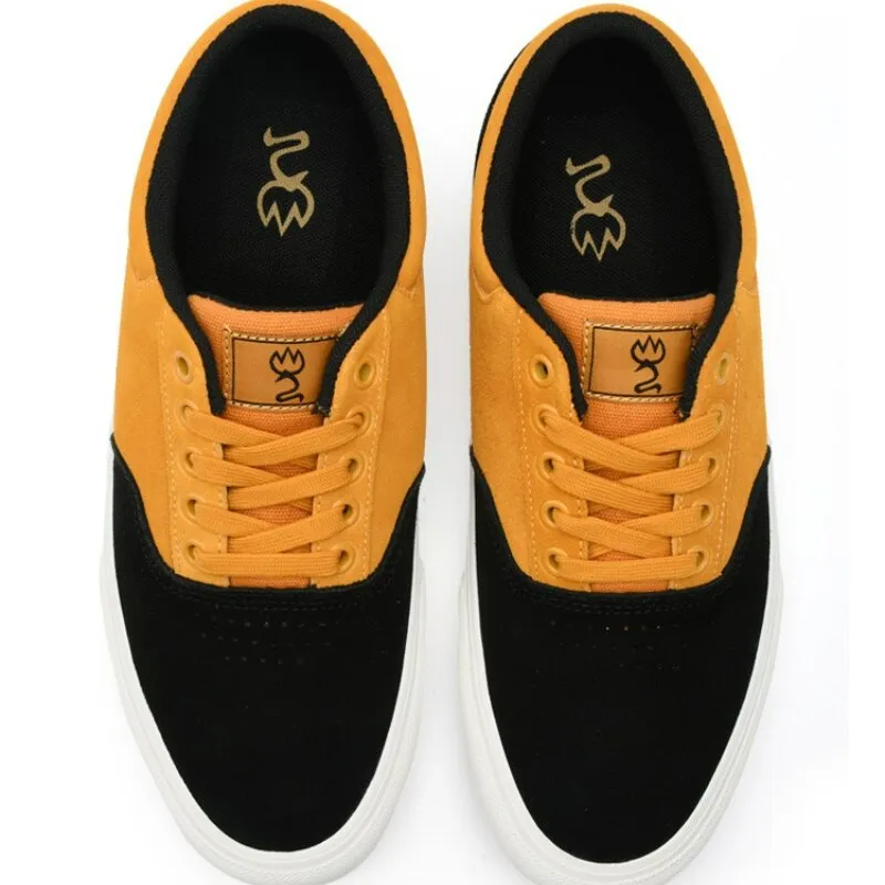 Xituodai  Suede Leather Casual Shoe for Men Yellow Sneakers Lace-up Walking Shos for Teenager Light Rubber Outsole