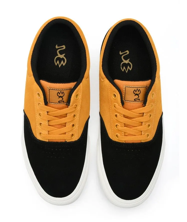 Xituodai  Suede Leather Casual Shoe for Men Yellow Sneakers Lace-up Walking Shos for Teenager Light Rubber Outsole