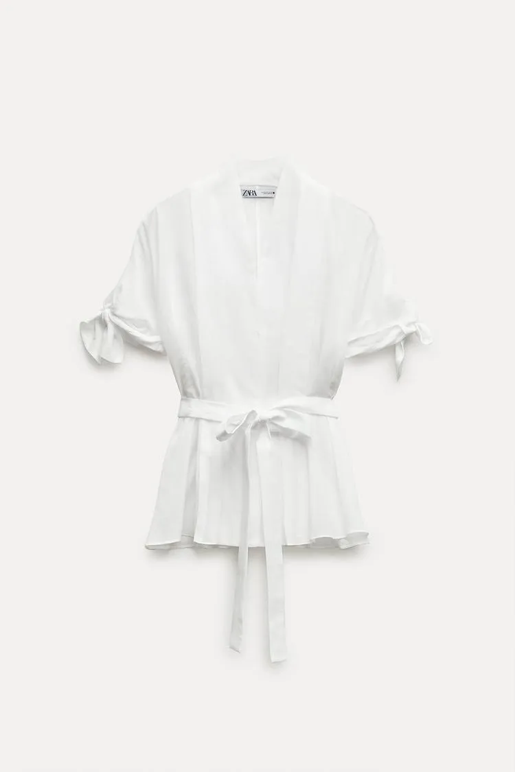 ZARA  |BELTED PLEATED SHIRT ZW COLLECTION