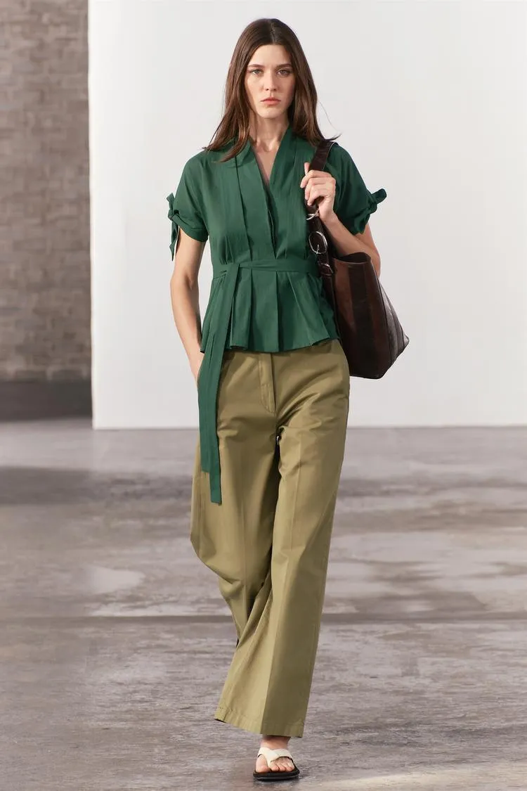 ZARA  |BELTED PLEATED SHIRT ZW COLLECTION