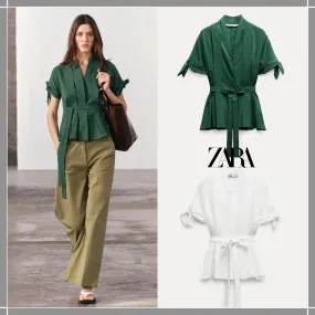 ZARA  |BELTED PLEATED SHIRT ZW COLLECTION